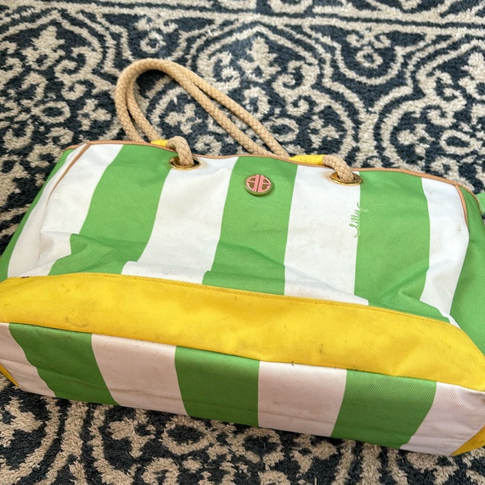 Lilly pulitzer striped cooler lunch tote bag